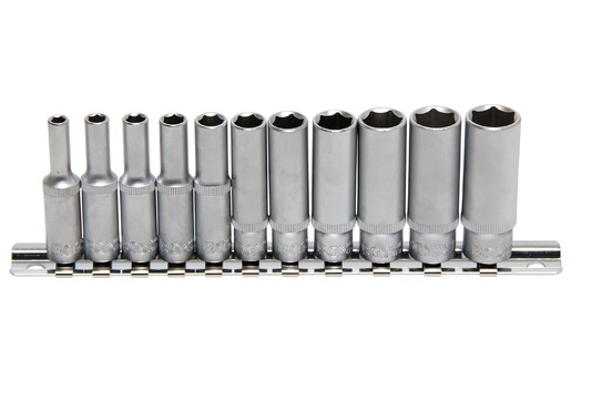 . Steckschlüssel-Einsatz, Sechskant, lang, (1/4), 4-13mm, 11-tlg